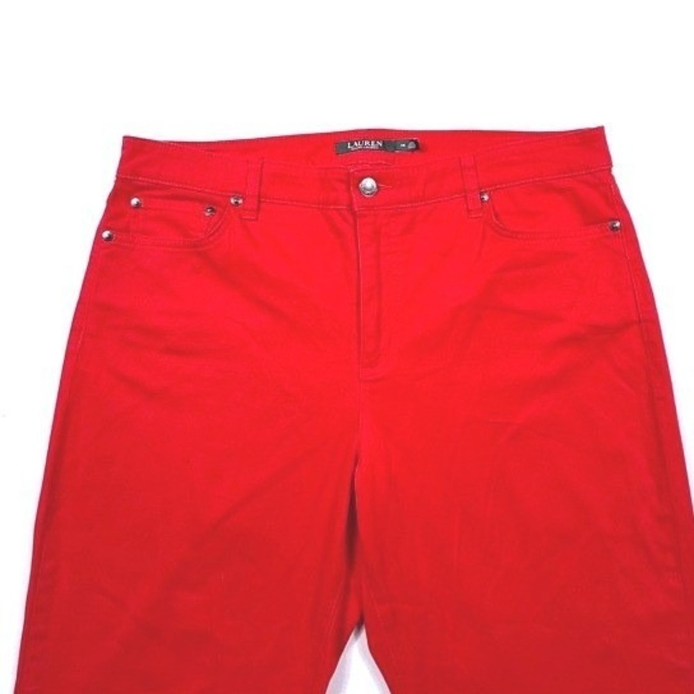 Lauren Ralph Lauren Premier Straight Red Jeans Womens 14 High Rise Stretch Pants - Picture 2 of 7
